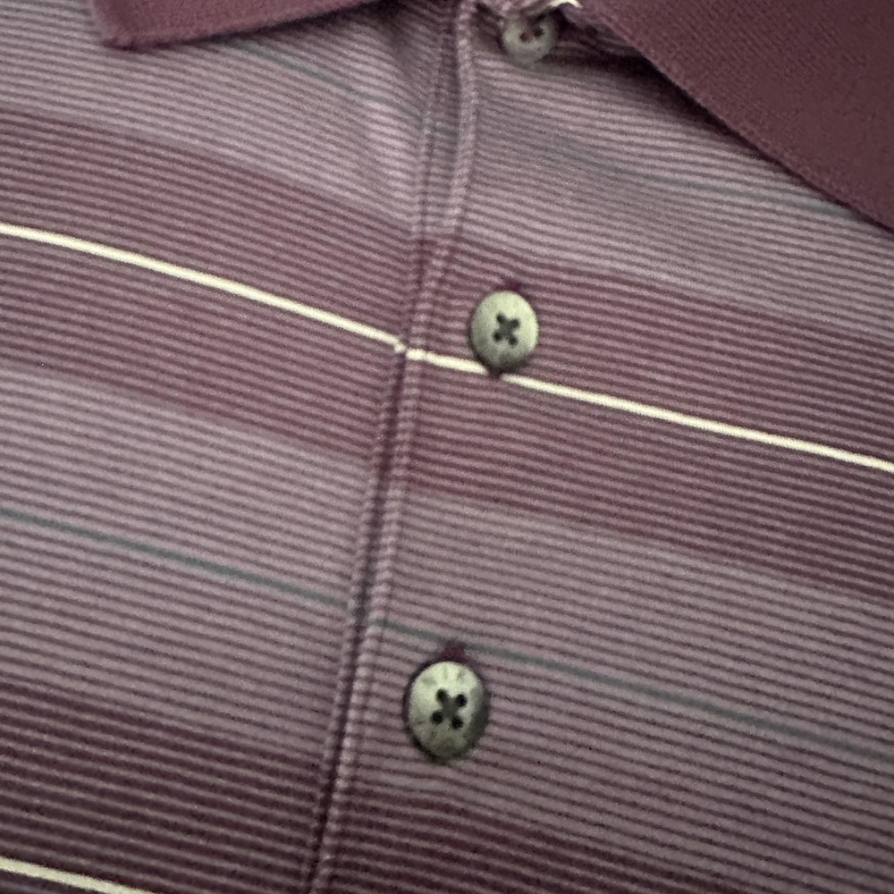 Nike Tiger Woods Polo Shirt Mens 2XL Purple Stripe Cotton Golf Short Sleeve